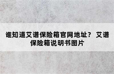 谁知道艾谱保险箱官网地址？ 艾谱保险箱说明书图片